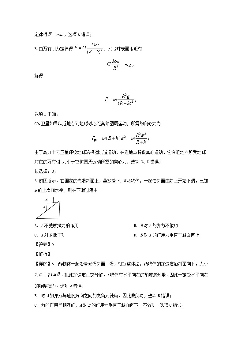安徽省皖江联盟2020届高三上学期12月联考物理试题02