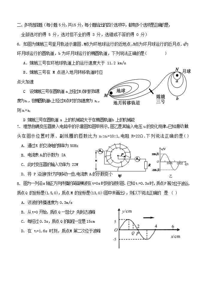 天津市滨海新区2020届高三下学期联谊四校联考物理试题03