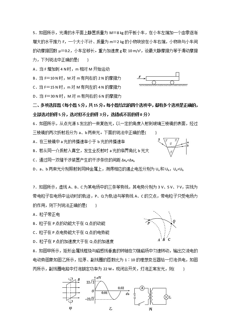 天津市六校联考2020届高三下学期期初检测物理试题02