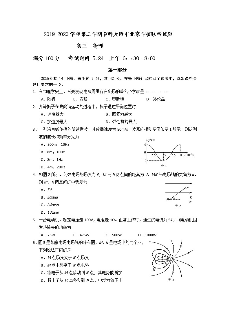 北京市首都师范大学附属中学2020届高三北京学校联考物理试题01