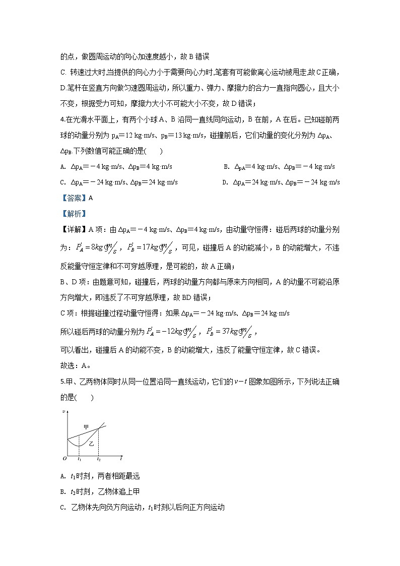 陕西省榆林十中2020届高三上学期第四次模拟考试物理试题03