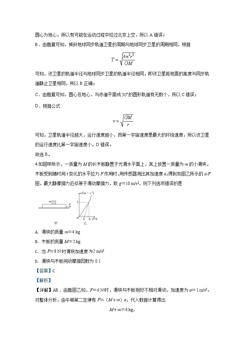 陕西省榆林中学2020届高三第三次模拟考试物理试题03