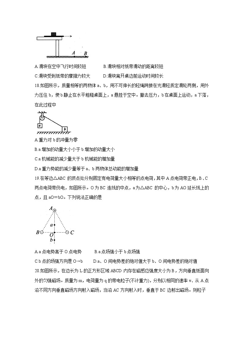 四川省遂宁市射洪中学2020届高三4月模拟考试 物理02