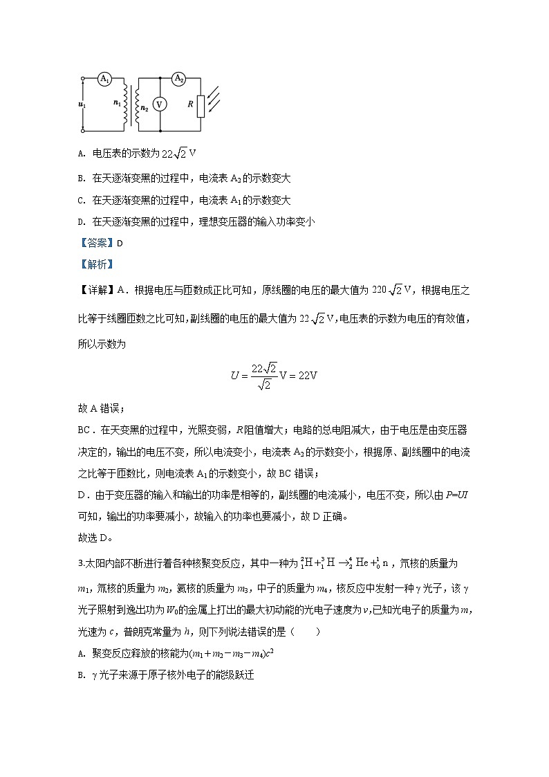 天津市东丽区2020届高三学业水平等级模拟考试物理试题（二）02