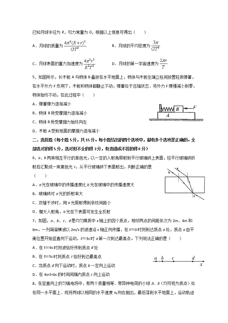 天津市宁河区芦台第四中学2020届高三毕业班模拟训练（一）物理试题02