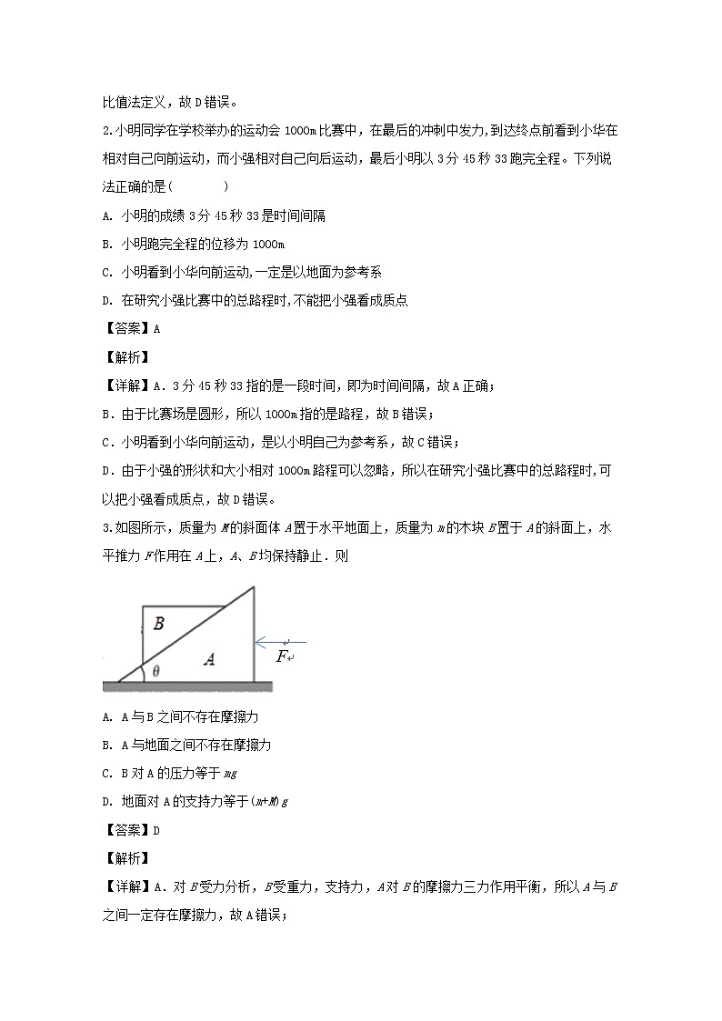 浙江省2020年1月普通高校招生选考科目考试物理仿真模拟试卷（一）02