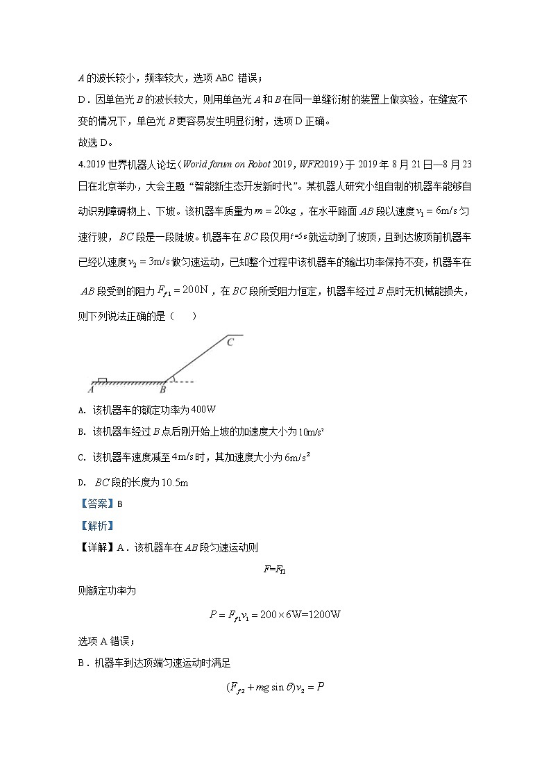 山东省青岛市西海岸新区（黄岛区）2020届高三下学期4月模拟物理试题03