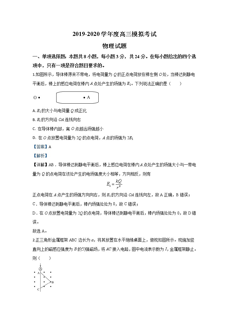 山东省潍坊市五县2020届高三下学期3月联合模拟考试物理试题01