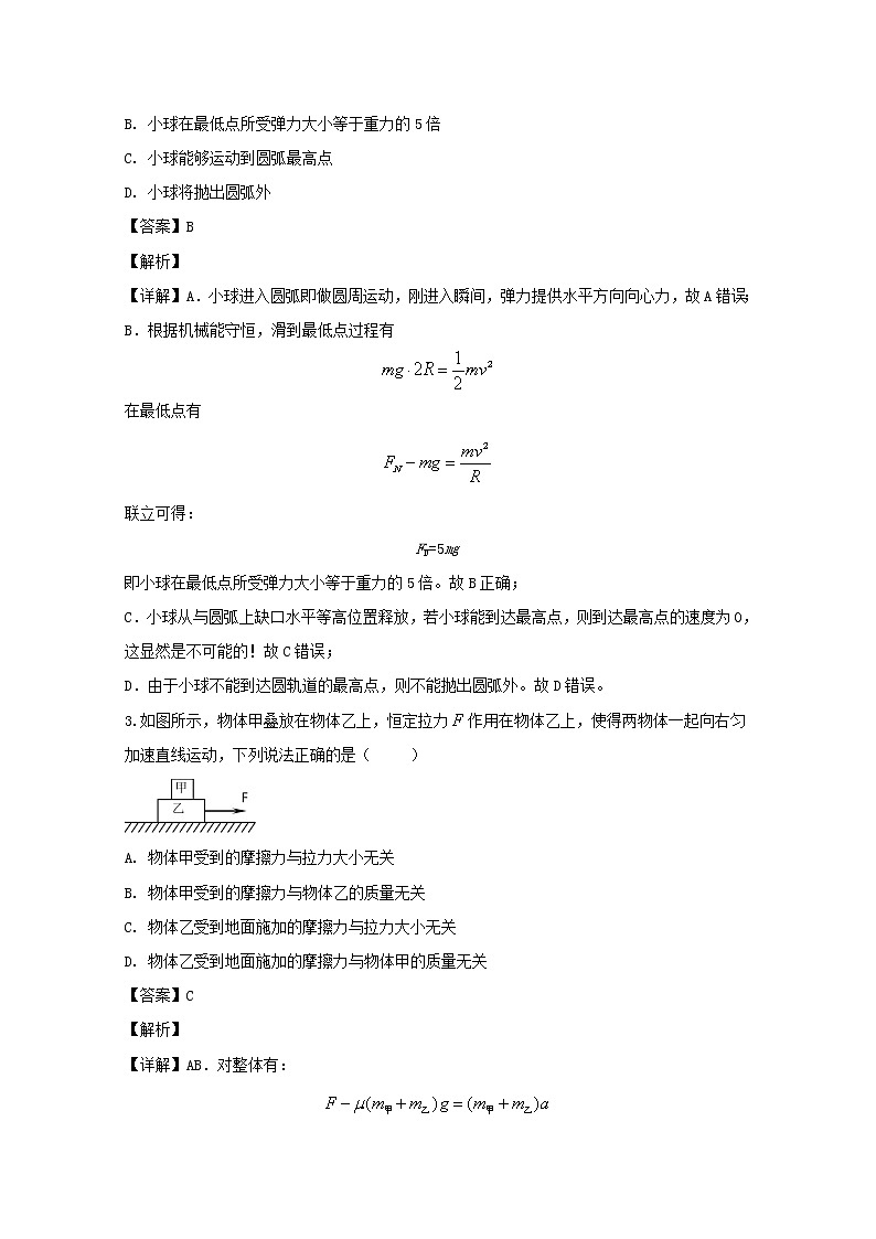 山西省寿阳县第一中学2020届高三上学期模拟考试物理试题02