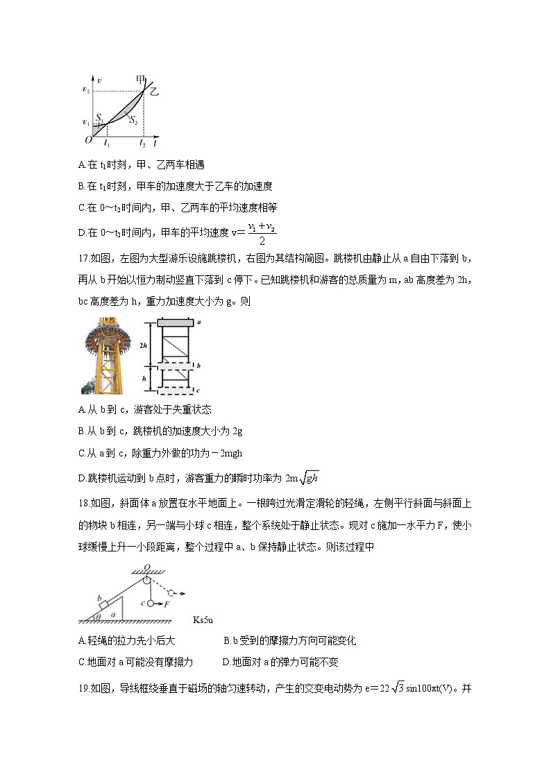 福建省漳州市2020届高三高考适应性测试 物理02