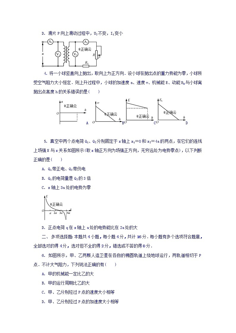 江苏省苏州市实验学校2020届高三上学期模拟考试（一）物理试卷02