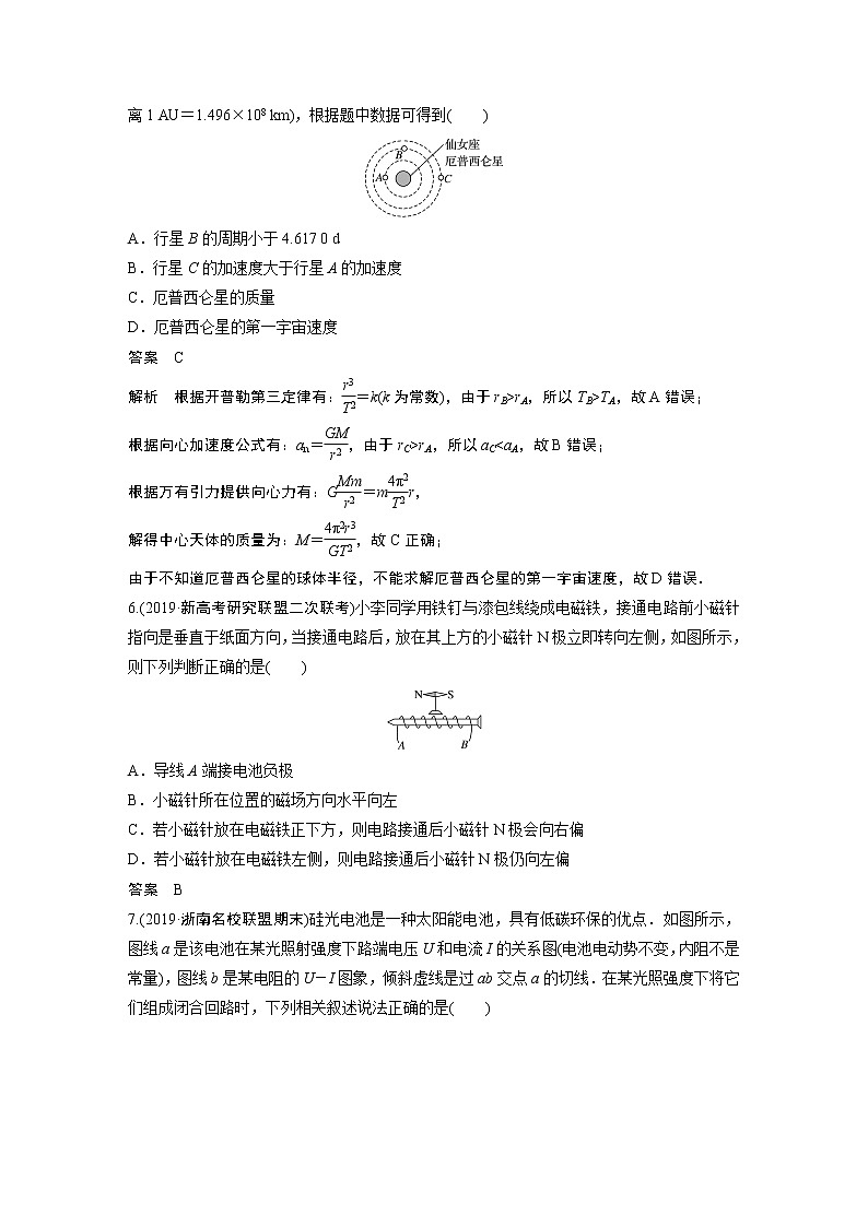2020高考物理浙江专用增分冲刺练辑：综合模拟卷（三）03