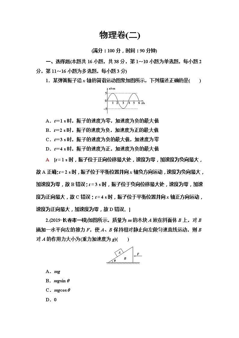 2020年普通高等学校招生统一考试物理模拟卷201