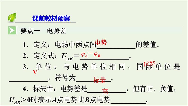 2019_2020学年高中物理第1章静电场第5节电势差课件新人教版选修3_102