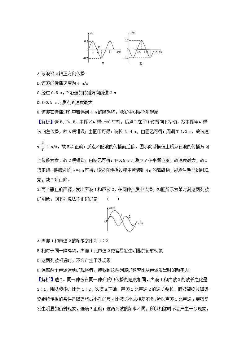 2021届高考物理一轮复习核心素养测评四十机械波含解析02