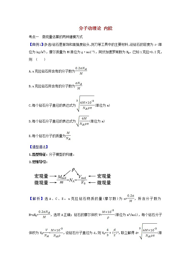 2021届高考物理一轮复习选修3_31分子动理论内能练习含解析第1页