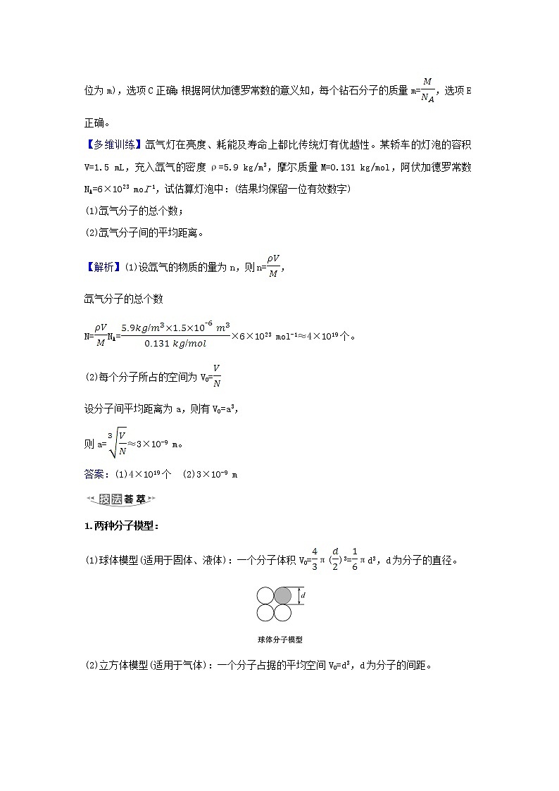 2021届高考物理一轮复习选修3_31分子动理论内能练习含解析第2页