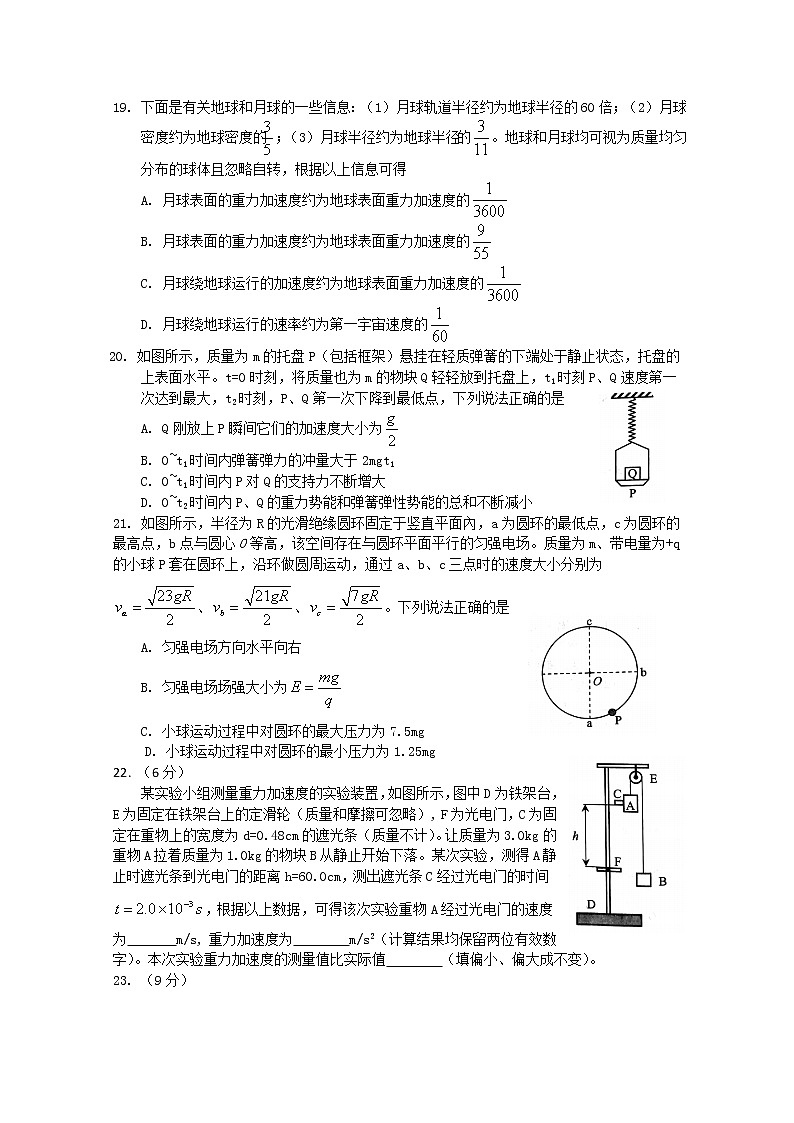 云南省2020届高三4月高中毕业生复习统一检测物理试题02
