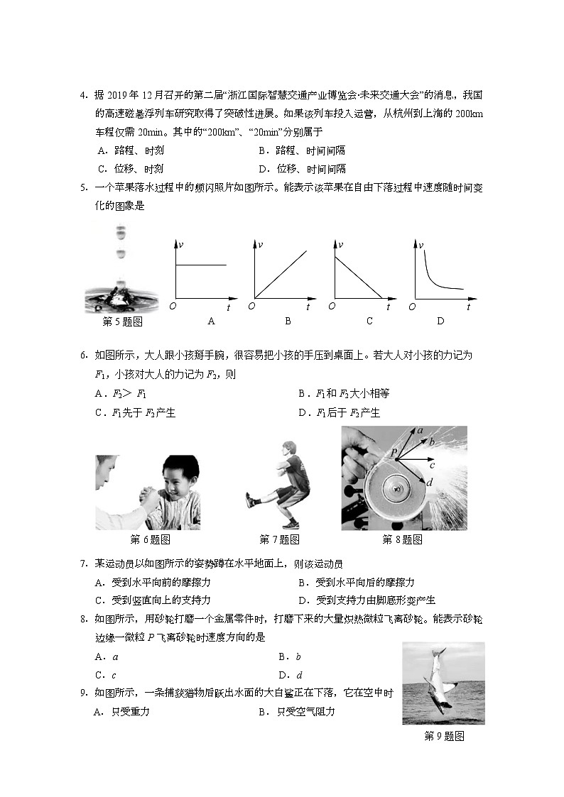浙江省2020年1月普通高校招生学业水平考试物理试题02