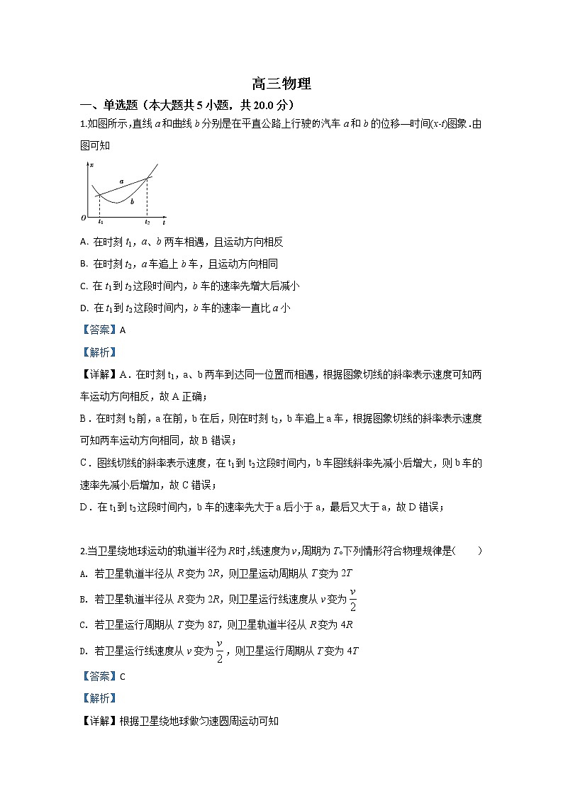 河北省承德第一中学2020届高三下学期3月线上考试物理试题01