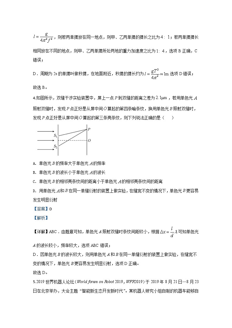 山东省青岛实验高中2020届高三下学期3月一轮复习摸底考试物理试题03