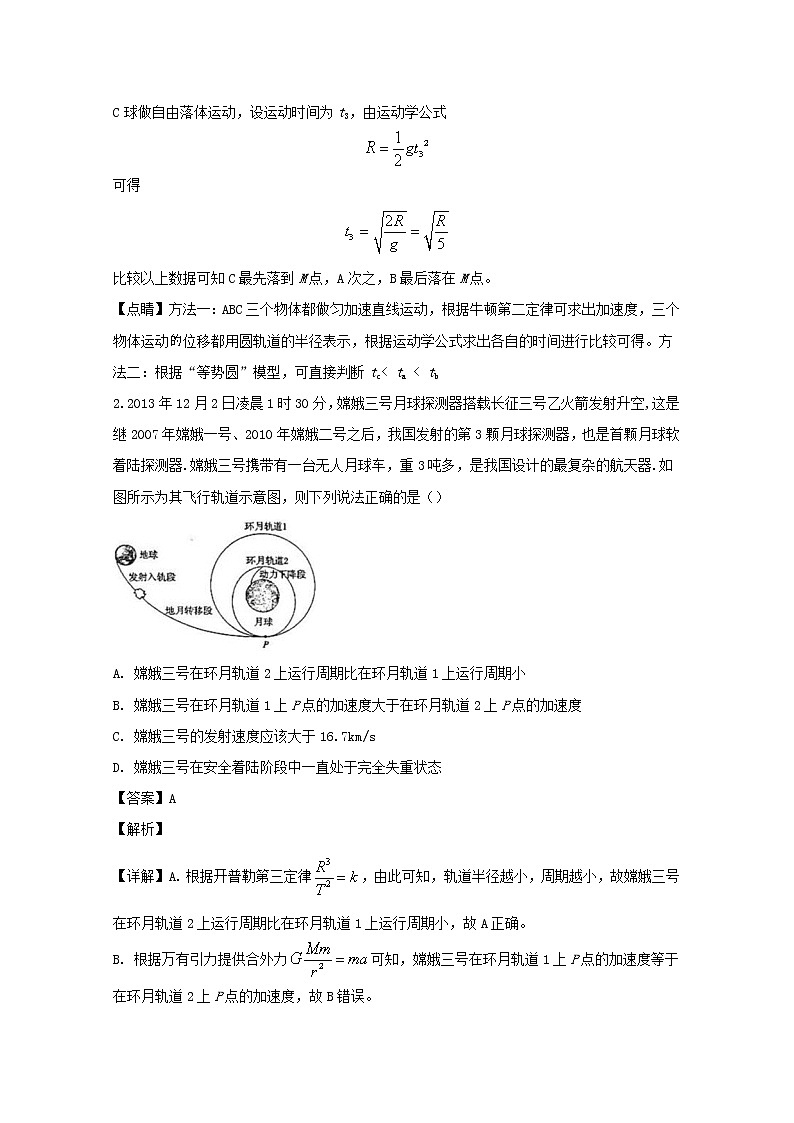 福建省泉州十六中2020届高三上学期11月理综能力测试（二）物理试题02