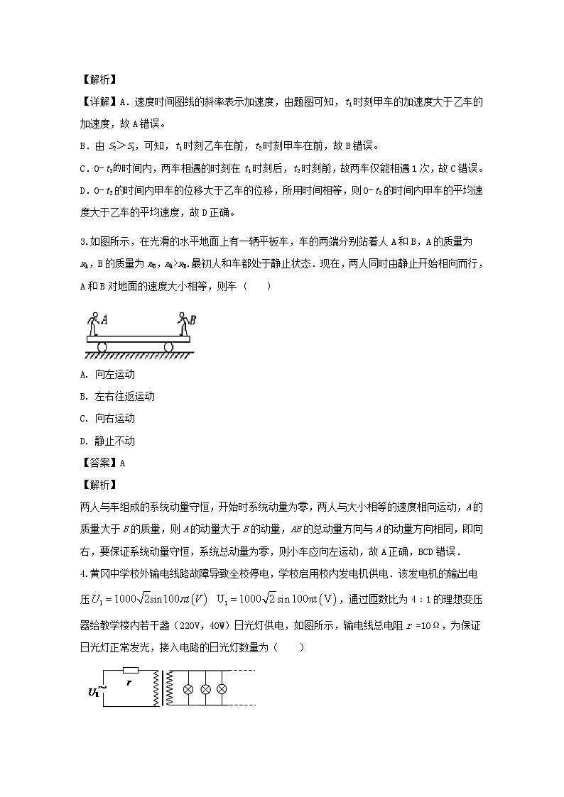 福建省厦门第一中学2020届高三上学期12月理综物理试题02