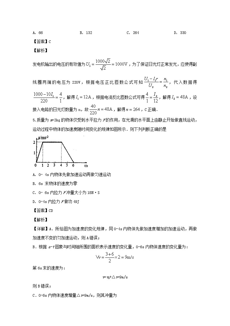 福建省厦门第一中学2020届高三上学期12月理综物理试题03