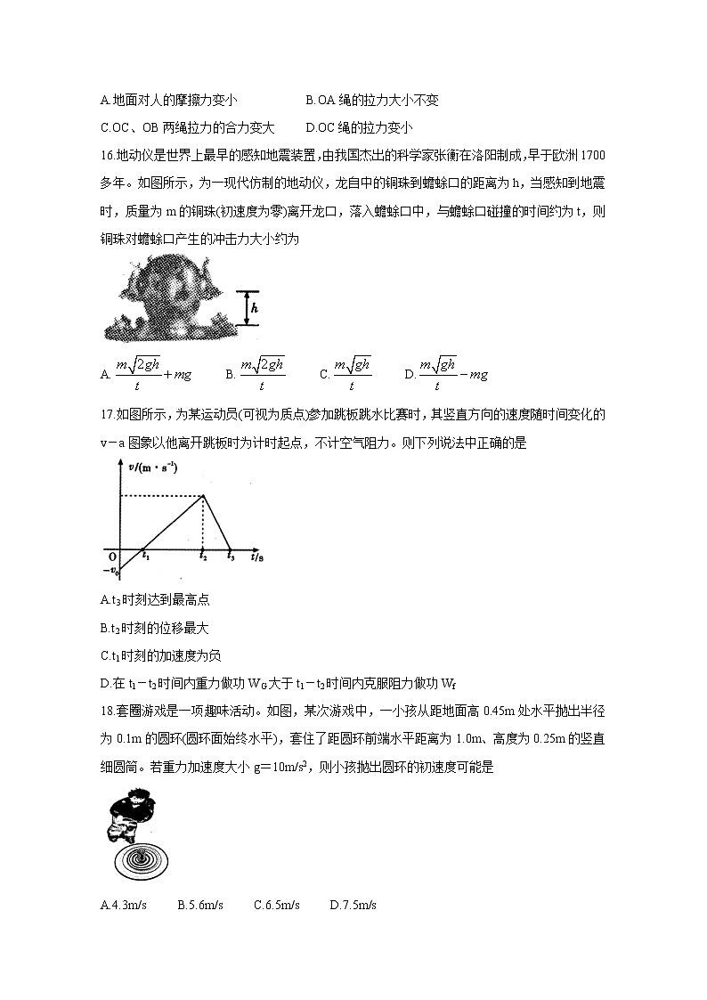 陕西省渭南市韩城市司马迁中学2020届高三第13次周测物理试卷02