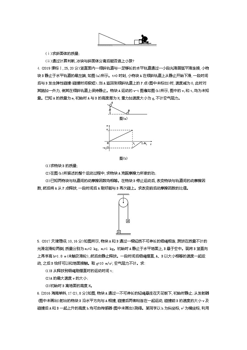 2021年高考一轮复习题组训练   物理（湖南省专用）专题七　碰撞与动量守恒03