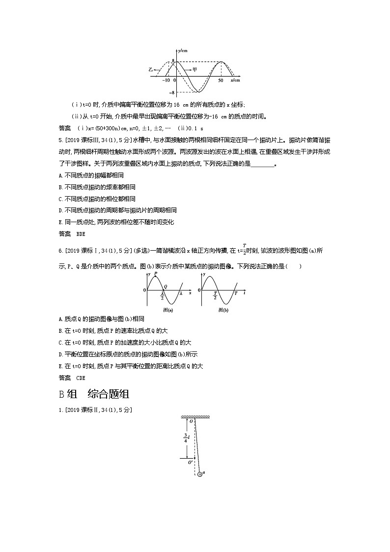 2021年高考一轮复习题组训练   物理（湖南省专用）专题十六　机械振动与机械波（含答案）02