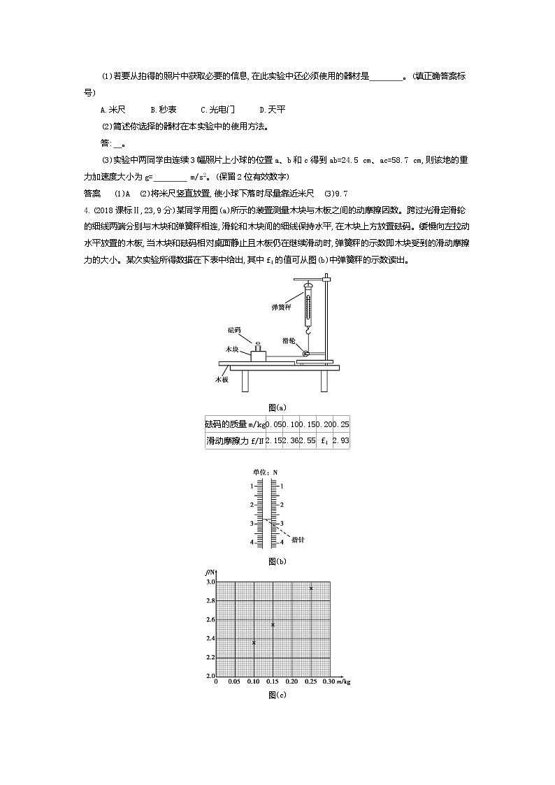 2021年高考一轮复习题组训练   物理（湖南省专用）专题十四　实验（含答案）02