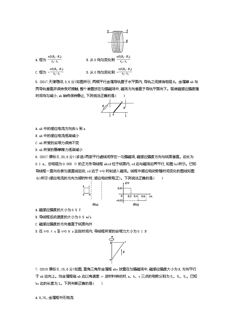 2021年高考一轮复习题组训练   物理（湖南省专用）专题十一　电磁感应02