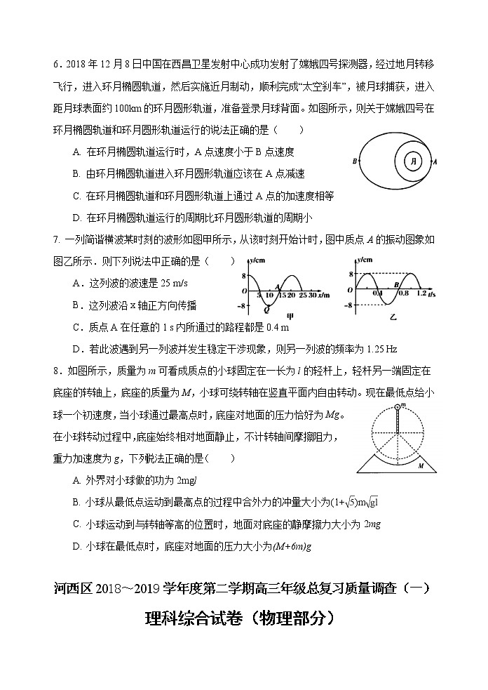 2019届天津市河西区高三下学期一模考试物理试题03