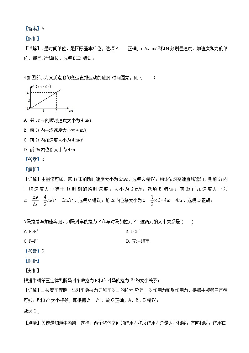 2019届天津市河西区高三6月高中合格性学业水平考试模拟物理试卷（解析版）02