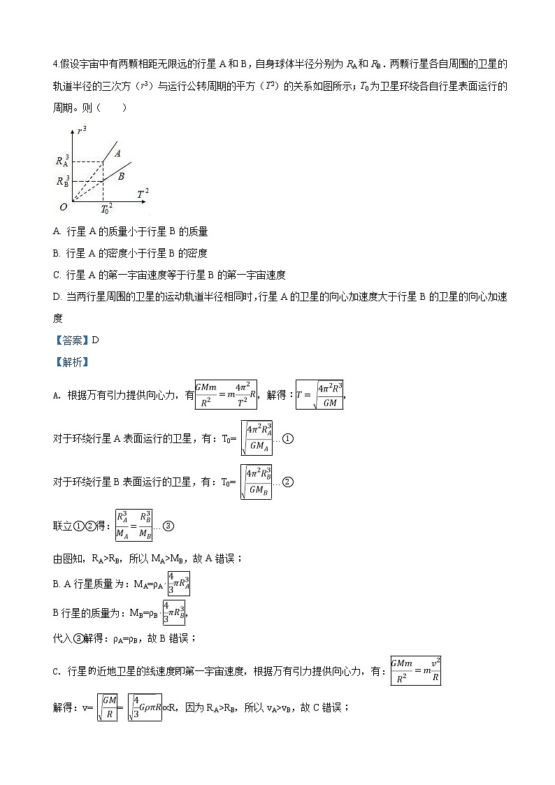 2019届云南省楚雄州大姚县高三一模考试物理试卷（解析版）03