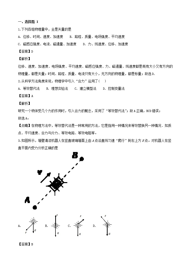 2019届浙江省杭州市高三上学期物理模拟卷一（解析版）01