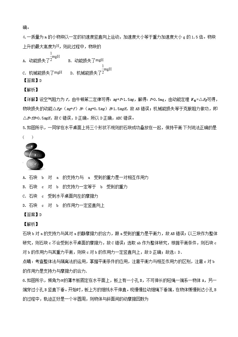 2019届浙江省杭州市高三上学期模拟卷二物理试题（解析版）02