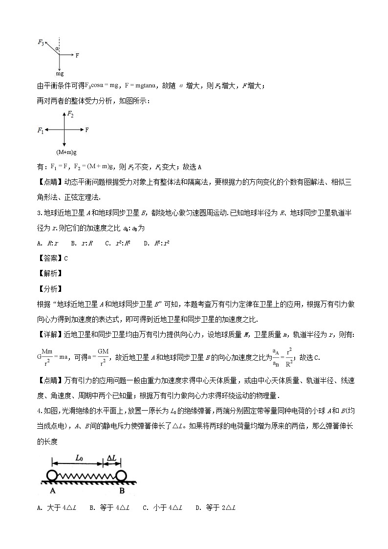 2019届重庆市沙坪坝等主城六区高三上学期第一次学业质量调研抽测理综物理试题（解析版）第2页