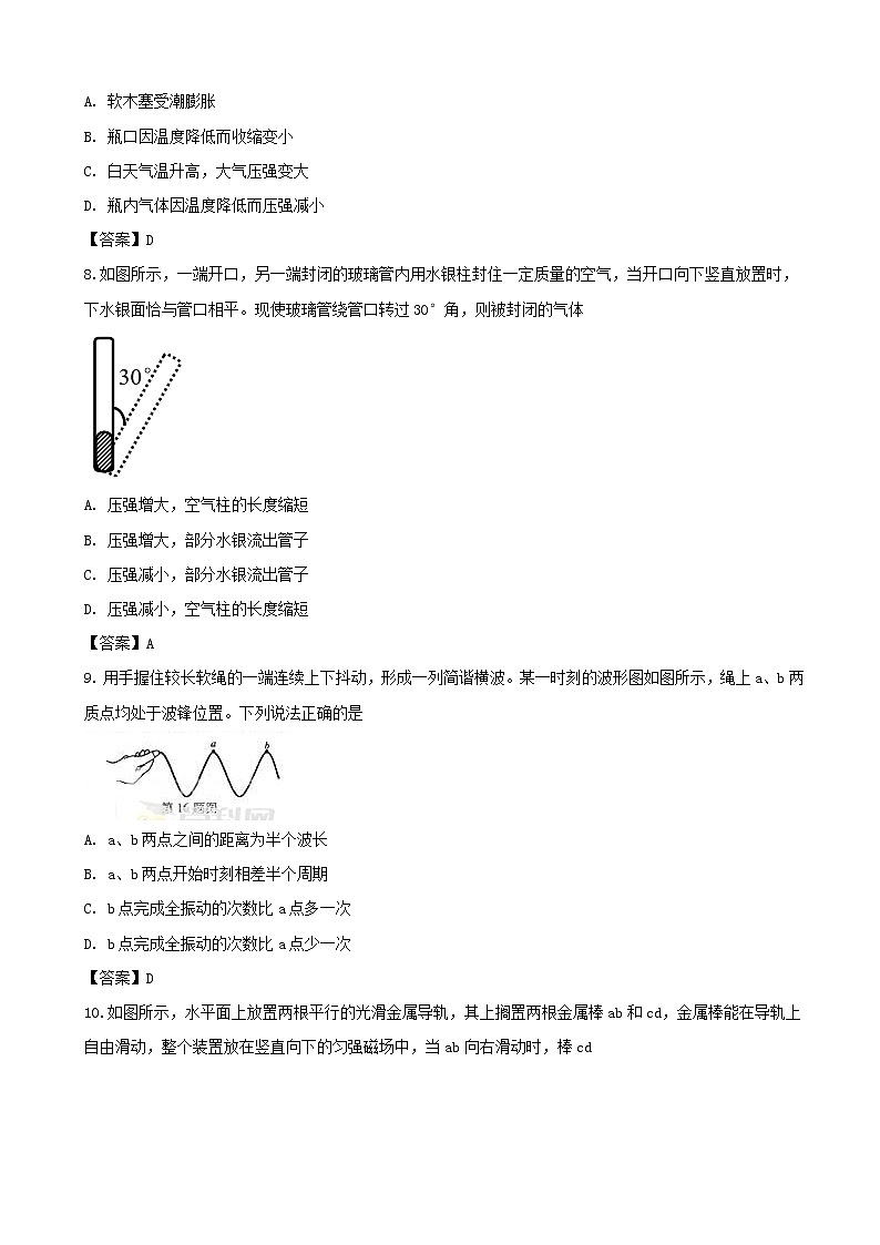 2019届上海市嘉定区高三下学期质量调研（二模）物理试题03