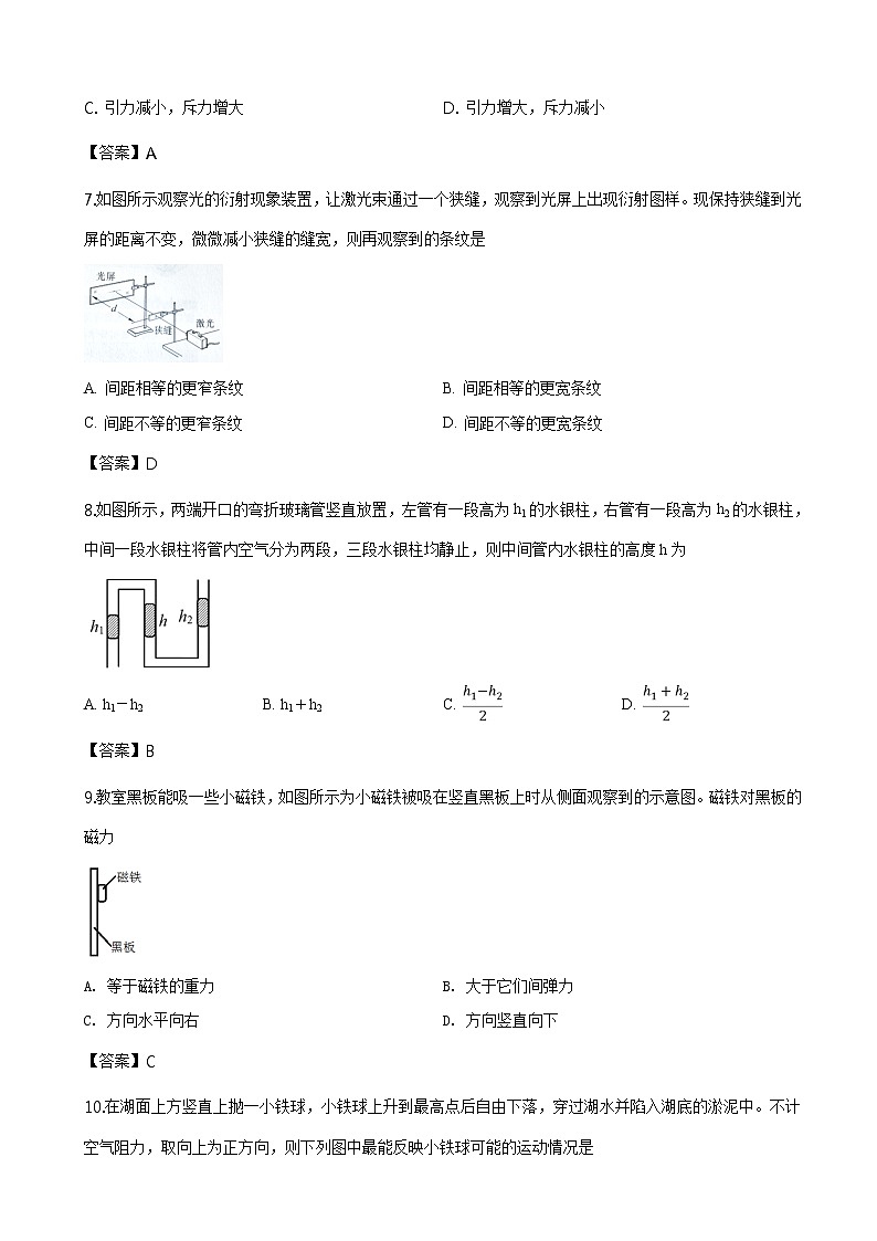 2019届上海市奉贤区高三第二学期质量调研测试物理试题（word版）02