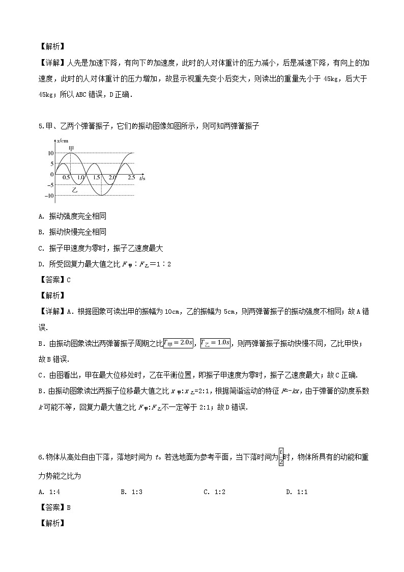 2019届上海市嘉定区高三下学期质量调研（二模）物理试题（解析版）03