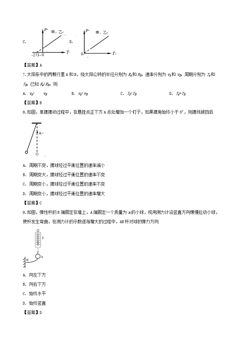 2019届上海市浦东区高三下学期第二次模拟教学质量检测物理试卷卷（word版）03