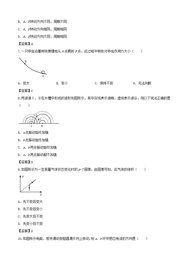 2019届上海市普通高中高三学业水平等级性考试物理试卷（word版）02