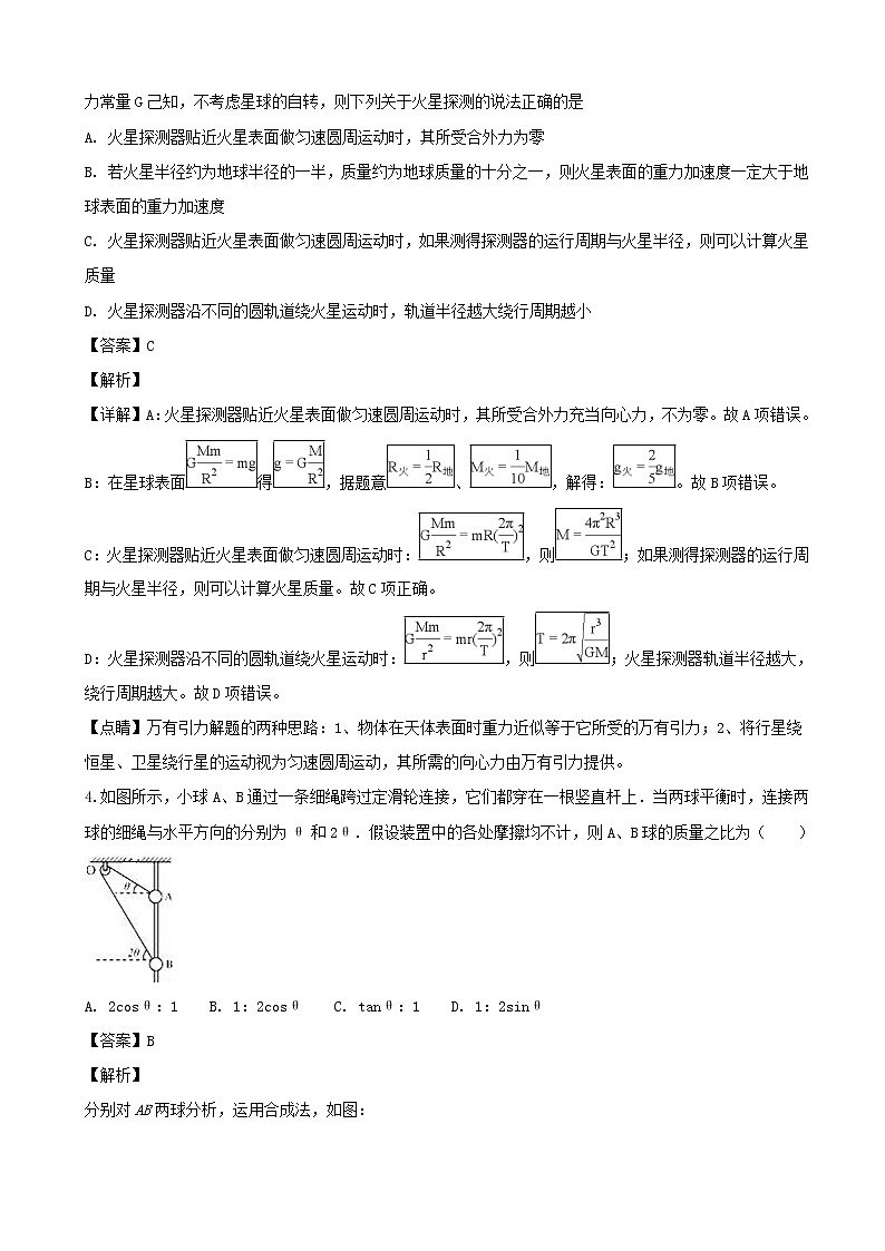 2019届四川省成都外国语学校高三上学期一诊模拟考试理科综合物理试题（解析版）02