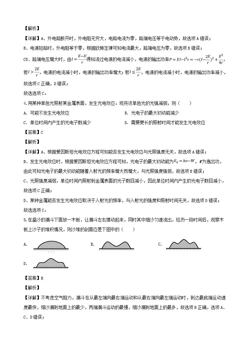 2019届上海市虹口区高三下学期等级考试（二模）物理试题（解析版）02