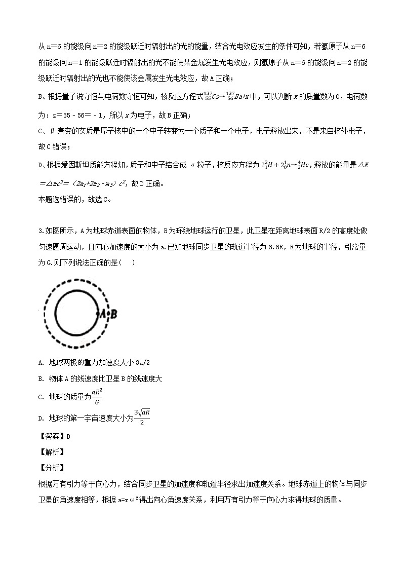 2019届四川省德阳市高三第三次诊断考试物理试题（解析版）第2页