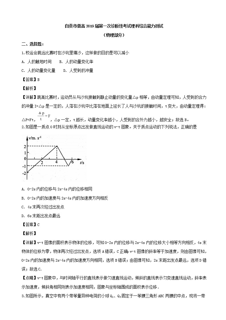 2019届四川省自贡市高三上学期第一次诊断性考试理科综合物理试题（解析版）第1页
