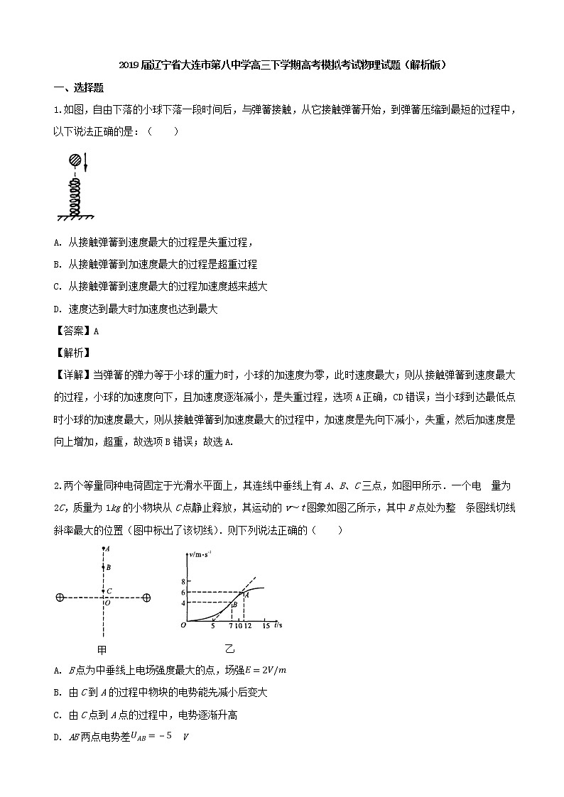 2019届辽宁省大连市第八中学高三下学期高考模拟考试物理试题（解析版）01