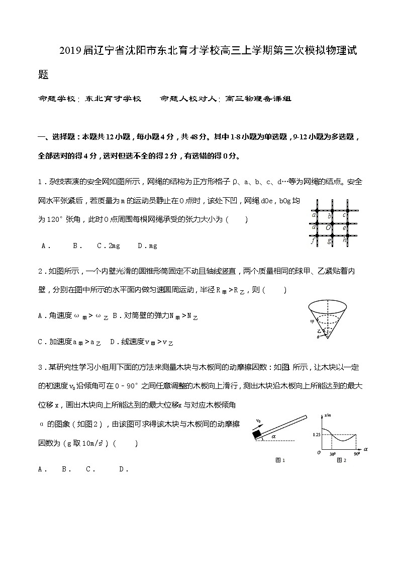 2019届辽宁省沈阳市东北育才学校高三上学期第三次模拟物理试题01
